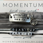 Adventure Awaits w/mountain charm, Warrior& Beast Up trio