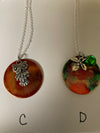 One of a Kind Mosaic Round Disc Necklace With Charm