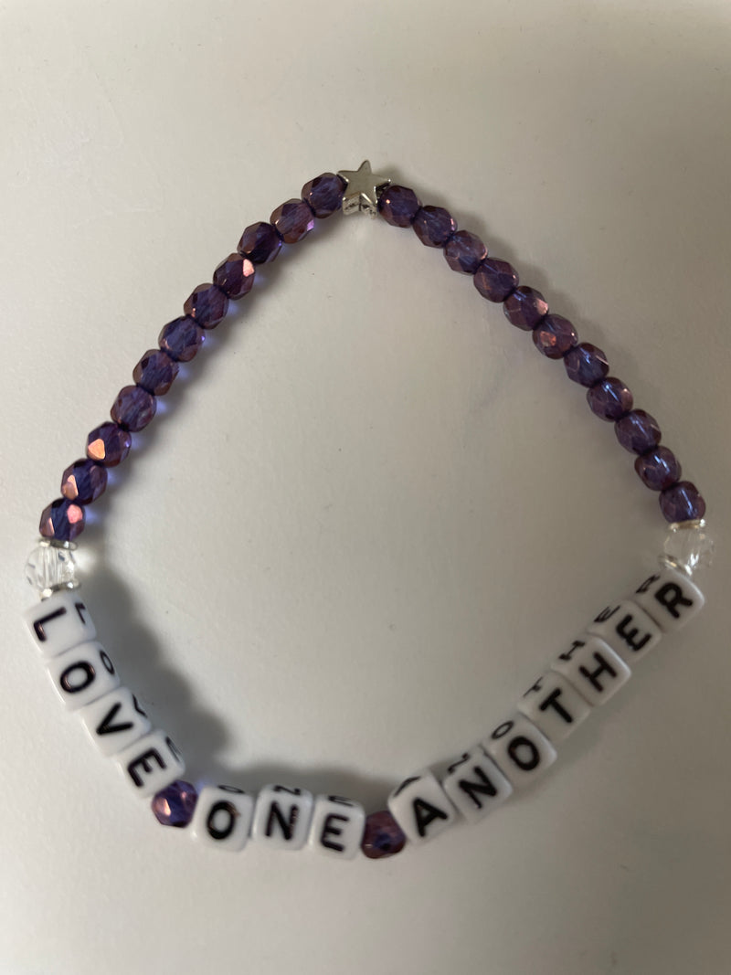 Love One Another, purple bead