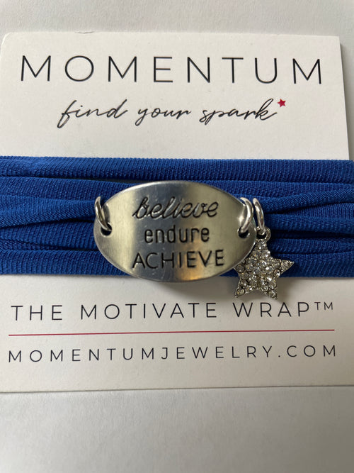 Believe endure Achieve with rhinestone star charm