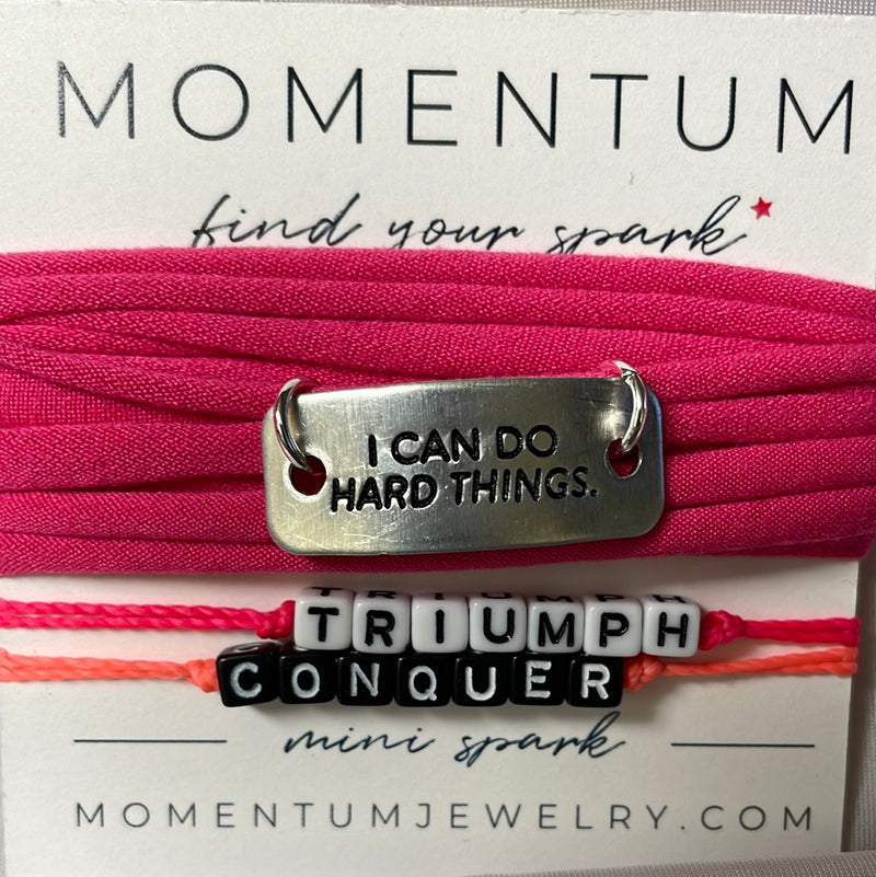 Neon Pink I Can Do Hard Things,Triumph & Conquer trio