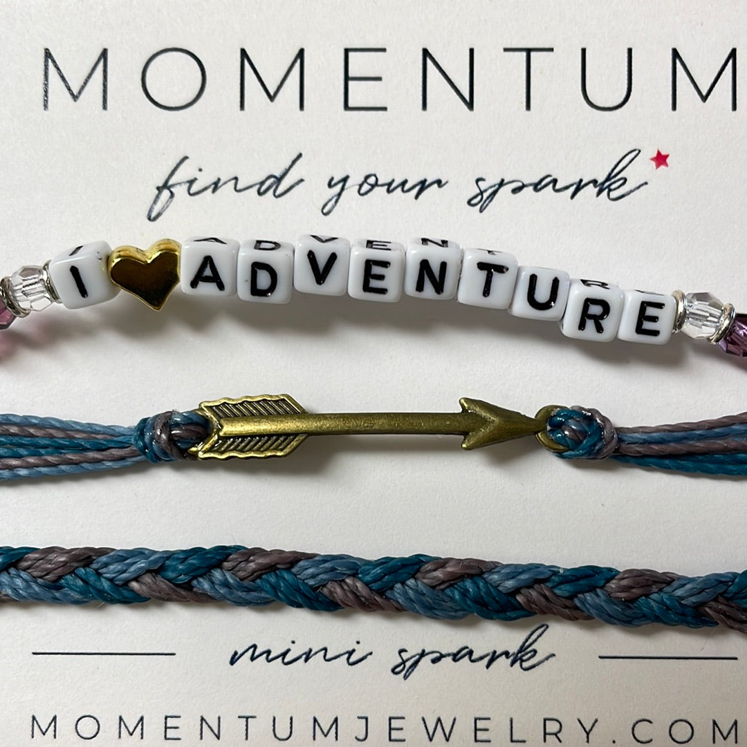 Adventure mySpark, Arrow mini Spark, with braided bracelet trio Bronze Arrow or Silver Arrow