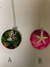 One of a Kind Mosaic Round Disc Necklace With Charm