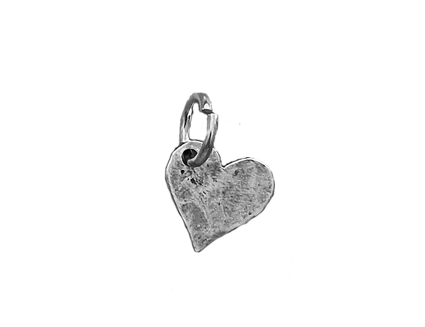 Silver Hammered Heart Charm